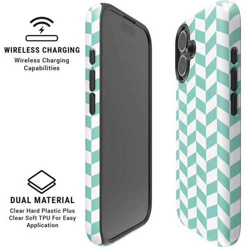 Blue White Chevron iPhone 16 Plus Magsafe Impact Case